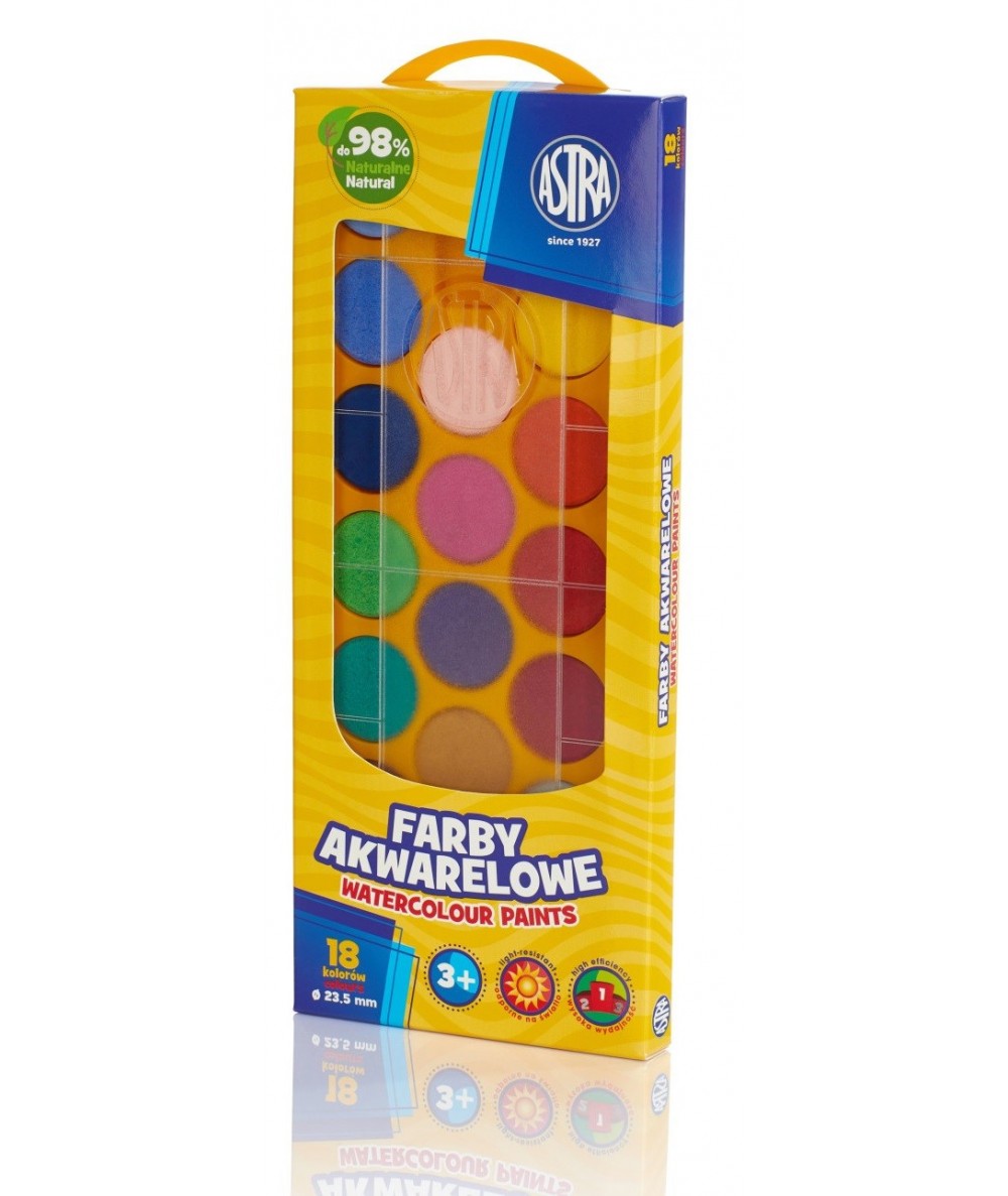 Farbki akwarelowe akwarele 18 kolorów Astra dla dzieci naturalne