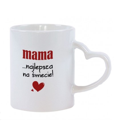 Kubek ceramiczny na Dzień Matki serce Mama najlepsza na świecie