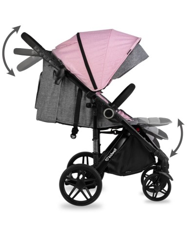 Wózek spacerowy Kidwell różowy dla dziewczynki duże kółka EVA Carrel