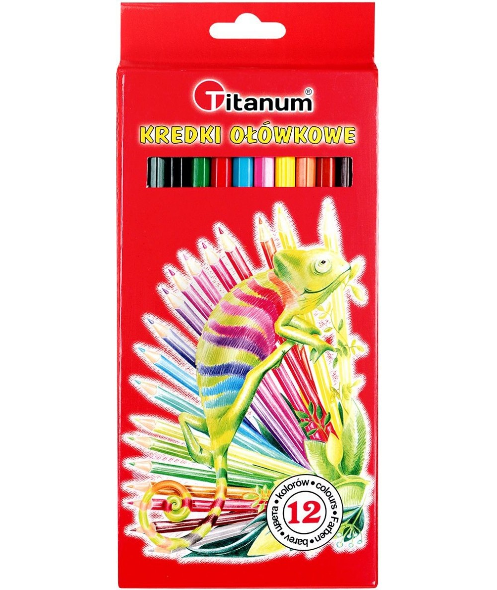 Kredki szkolne ołówkowe sześciokątne Titanum 12 kolorów tanie HIT