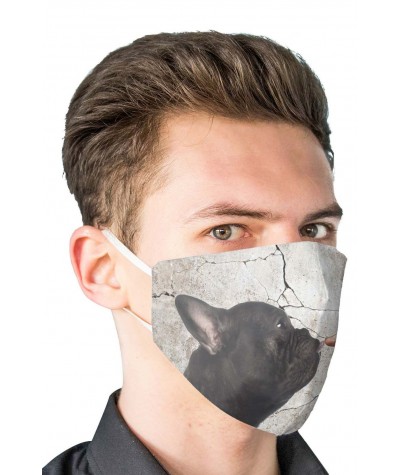 Maska na twarz BULDOG francuski WIELOKROTNEGO UŻYTKU bawełna mikrofibra