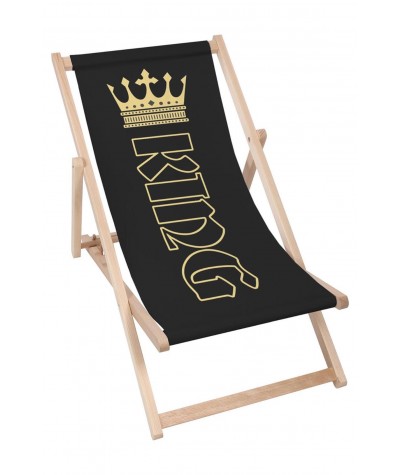 Leżak plażowy ogrodowy Gold King czarny męski drewniany