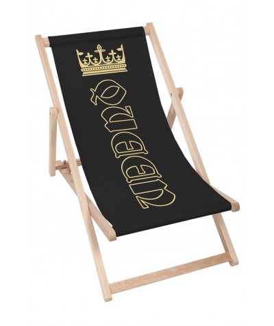 Leżak plażowy ogrodowy Gold Queen czarny damski drewniany