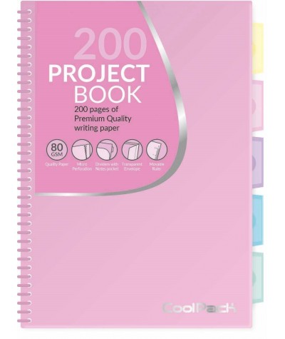 Kołozeszyt B5 okładka PP 200s. w kratkę CoolPack Pastel Pink 5 registrów