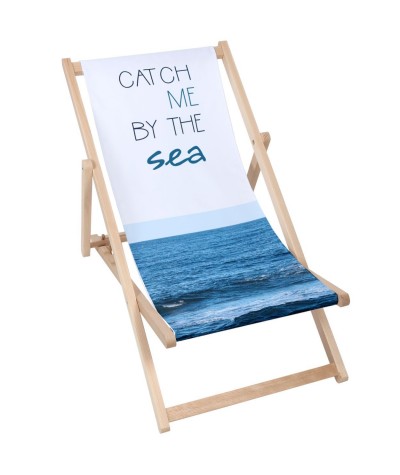 Leżak plażowy Catch Me morze ocean fullprint drewniany buk