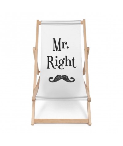 Leżak drewniany męski Mr Right biały plaża ogród modny 2020