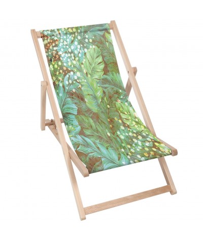 Leżak ogrodowy Tropical Paradise liście retro drewniany plażowy
