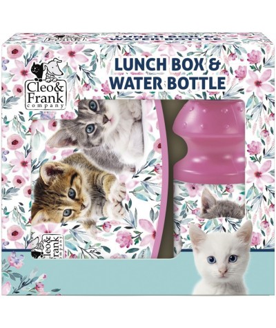 Zestaw śniadaniówka lunchbox bidon z kotem Cleo&Frank dla dziecka
