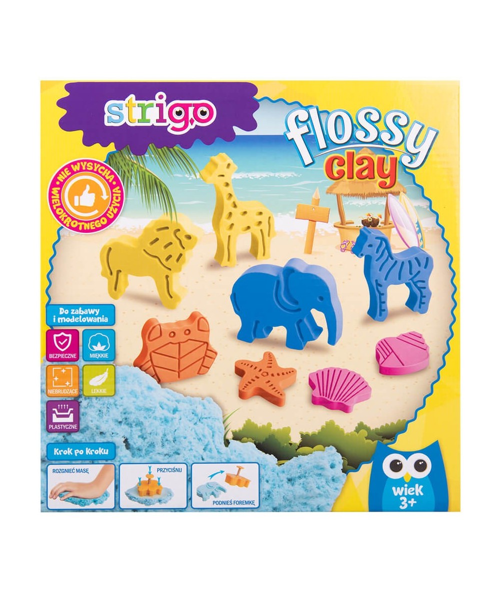 Zestaw Flossy Clay glinka dla dzieci Strigo do zabawy i modelowania Rajska Wyspa