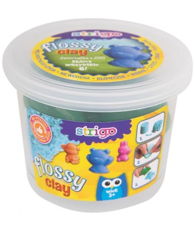 Zestaw Flossy Clay dla dzieci Strigo do zabawy i modelowania lekka glinka ZOO ZWIERZAKI
