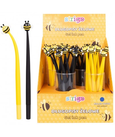 Długopis żelowy Pszczółka MIX czarny i żółty Strigo