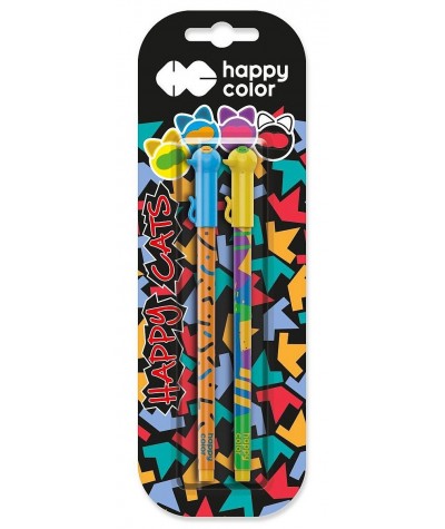 Długopisy Happy Color Happy Cats 2 szt. 0,5 mm żelowe niebieskie