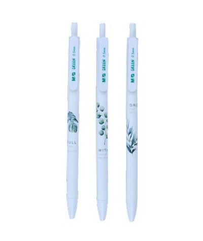 Długopis automatyczny M&G Green liście tropikalne 0,5mm - MIX WZORÓW
