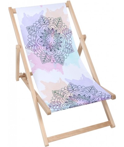 Leżak drewniany Colorful Mandala damski plaża ogród 2020