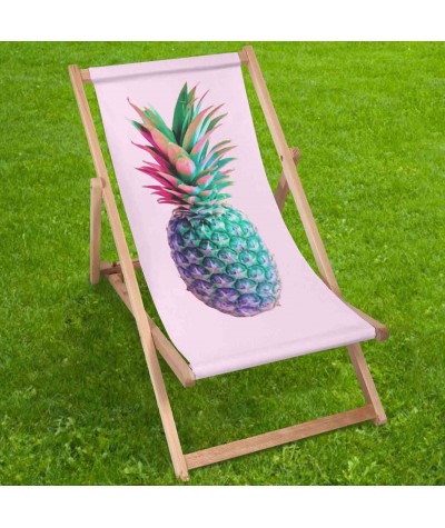 Leżak plażowy ANANAS Pineapple Pastel modny drewniany