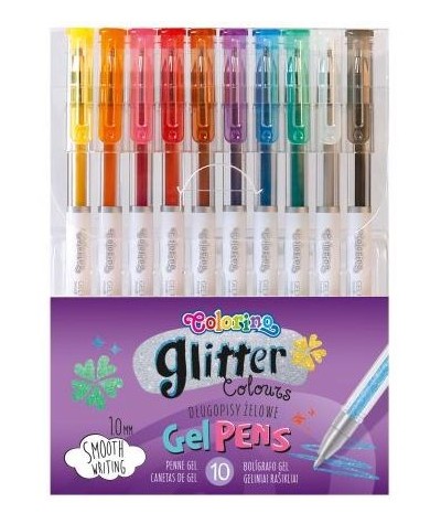 Długopisy żelowe z brokatem zestaw dla dzieci Colorino Kids 10 kolorów 1mm