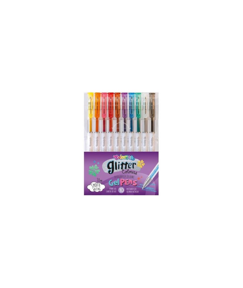 Długopisy żelowe z brokatem zestaw dla dzieci Colorino Kids 10 kolorów 1mm