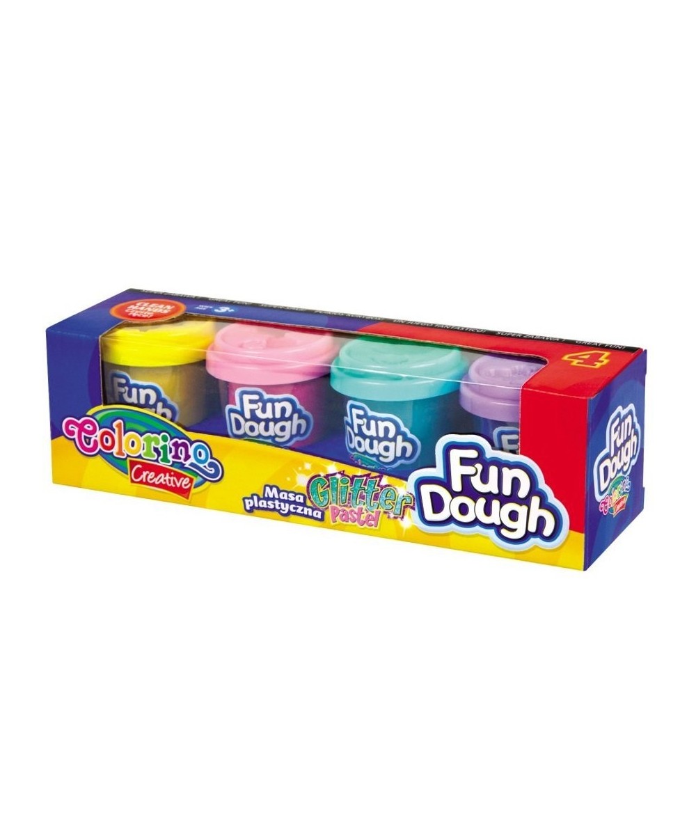 Ciastolina Fun Dough masa 4 kolory pastelowe Colorino z brokatem dla dzieci 3+