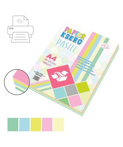 Papier ksero w pastelowych kolorach 50 arkuszy 160g/m2 PROTOS A4