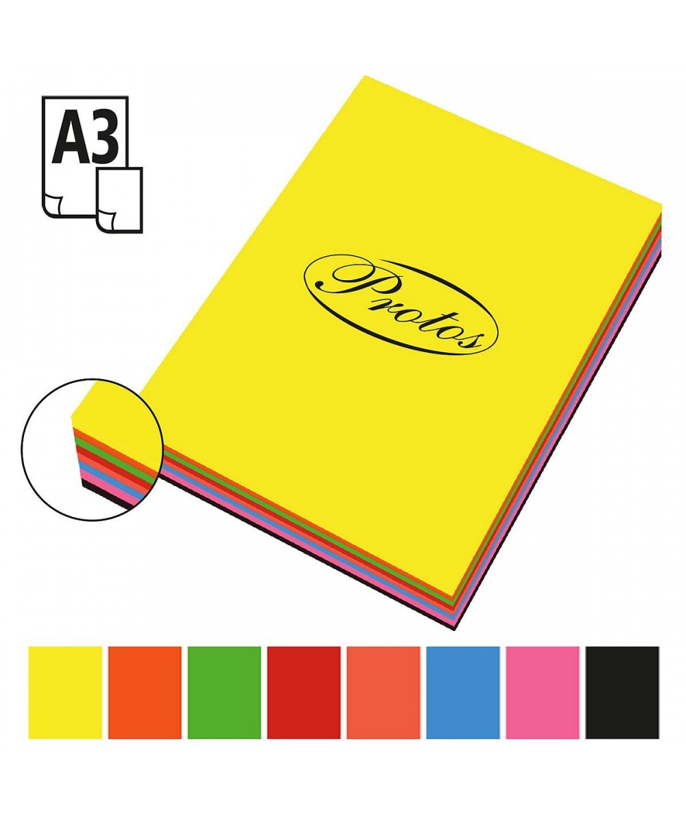 Kolorowy papier A3 200 arkuszy 80g/m2 wkład papierowy 8 kolorów