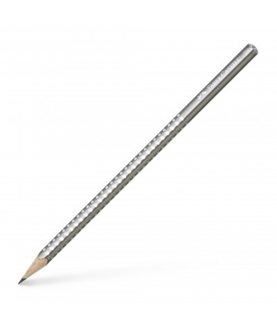Srebrny ołówek Faber-Castell z kropeczkami i brokatem GLAMOUR