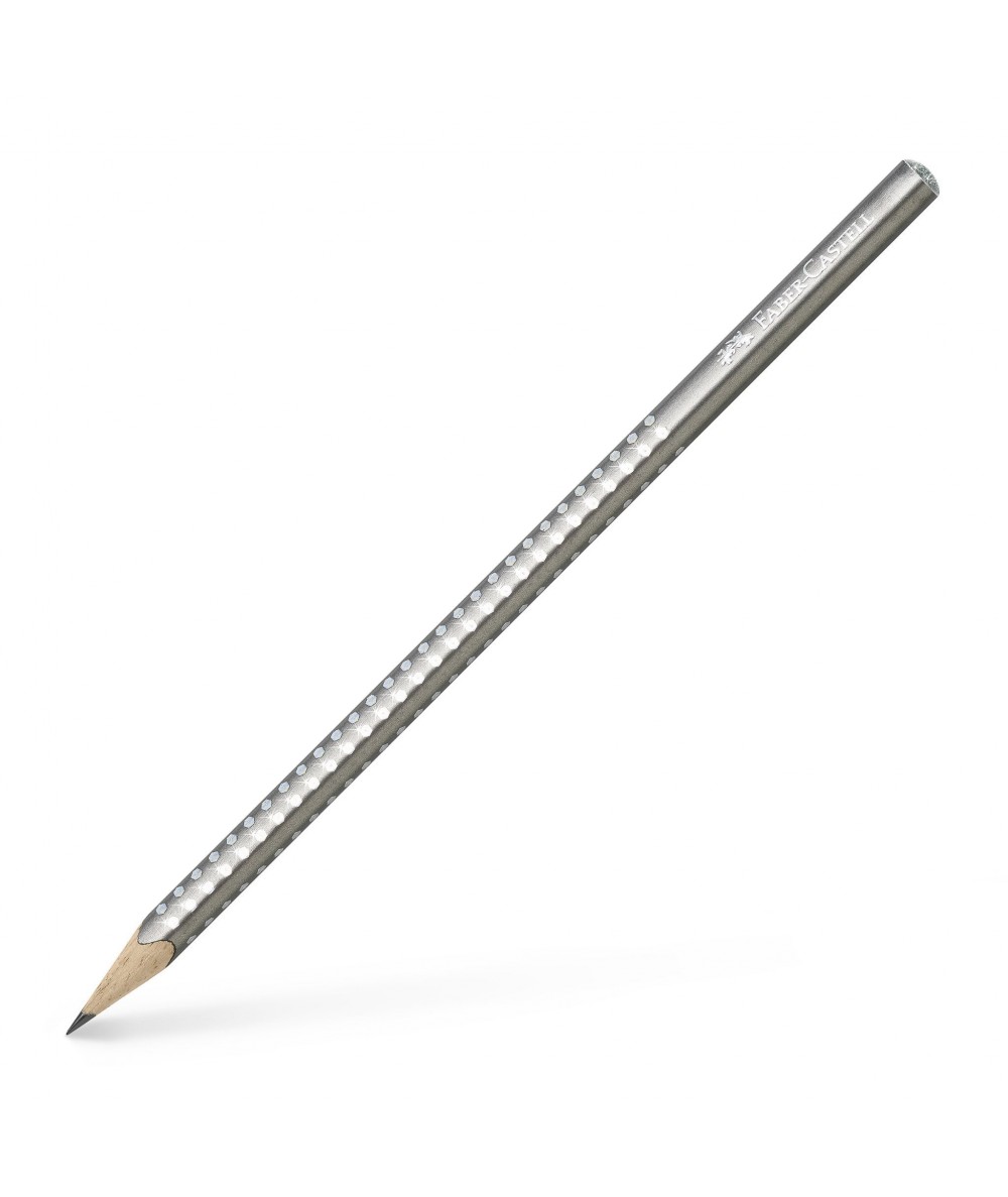 Srebrny ołówek Faber-Castell z kropeczkami i brokatem GLAMOUR