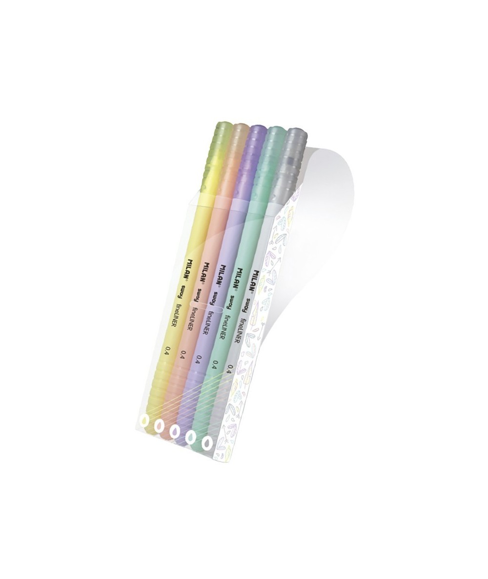 Cienkopisy MILAN zestaw pastelowych kolorów 5 sztuk 0.4mm MILAN SWAY
