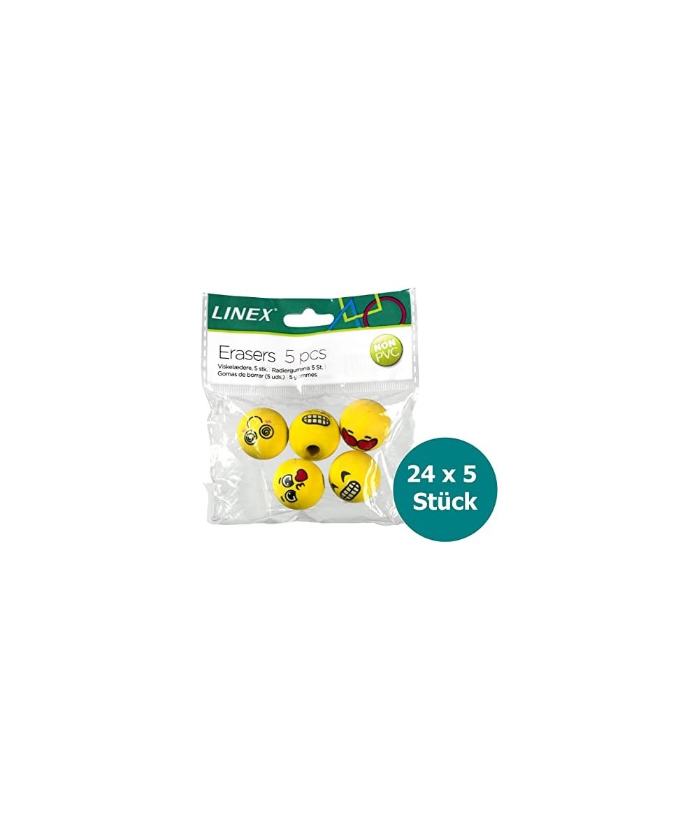 Gumki do mazania emoji okrągłe 5 sztuk żółte kulki z emotkami LINEX