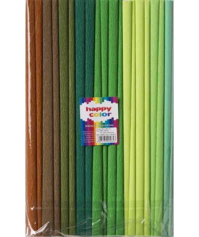 Bibuła marszczona 10 sztuk MIX ZIELONY Happy Color 25X200cm 8 kolorów