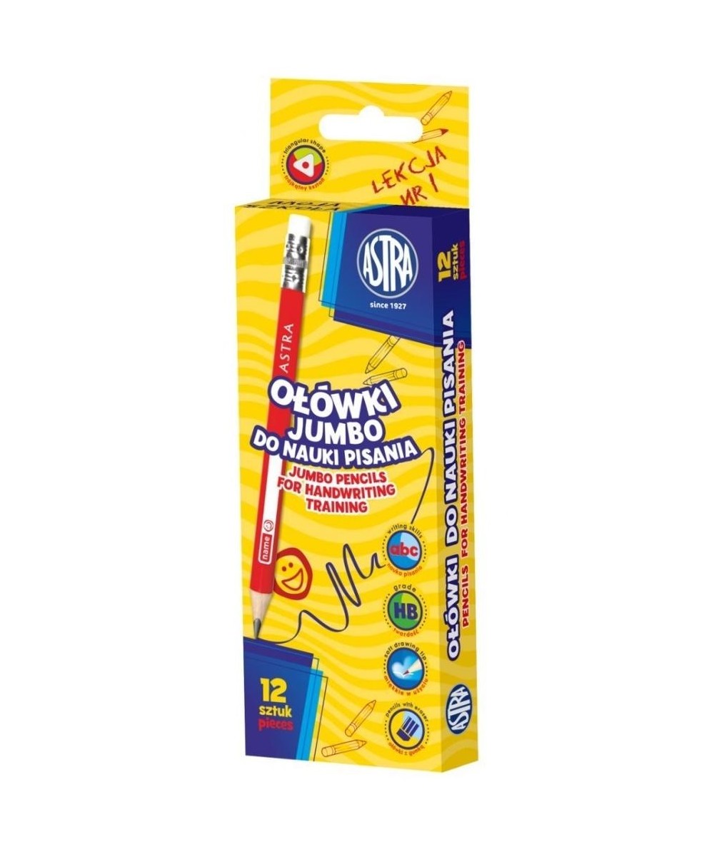 Ołówek JUMBO zestaw 12 sztuk Astra z gumką ołówki do nauki pisania
