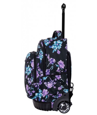 Plecak na kółkach dla dziewczynki CoolPack VIOLET czarny w KWIATY 2020