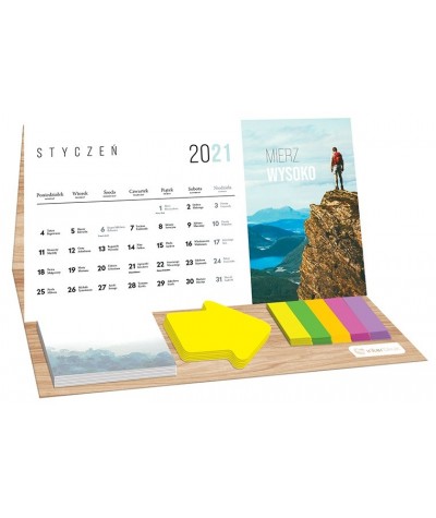 Kalendarz na biurko stojący 2021 TRAVEL MOTYWACYJNY + notes naklejki INTERDRUK