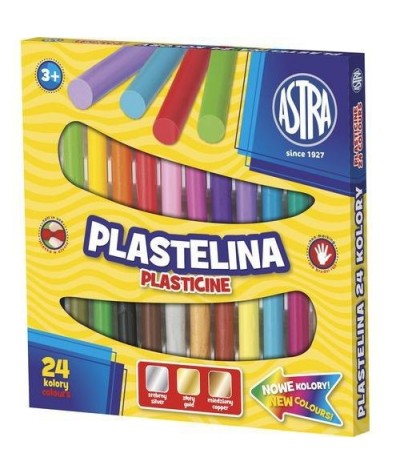 Plastelina ASTRA duży zestaw 24 kolory 3 metaliczne do wyprawki