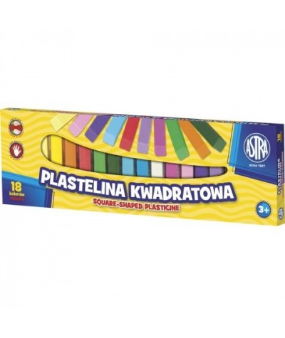 Plastelina kwadratowa ASTRA 18 kolorów dla dzieci 3+