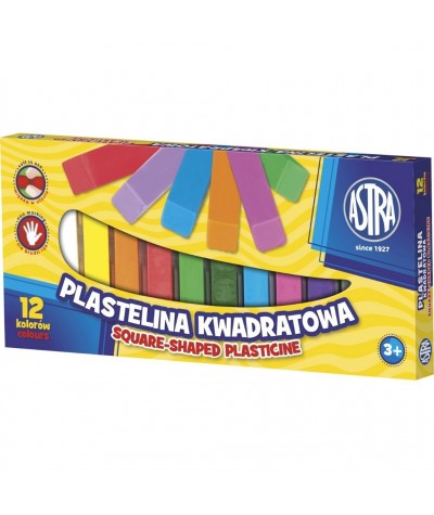 Plastelina kwadratowa ASTRA szkolna 12 sztuk standardowe kolory