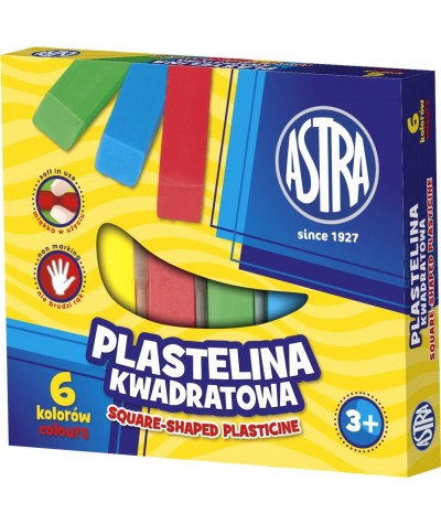 Plastelina kwadratowa ASTRA 6 kolorów szkolna dla dzieci