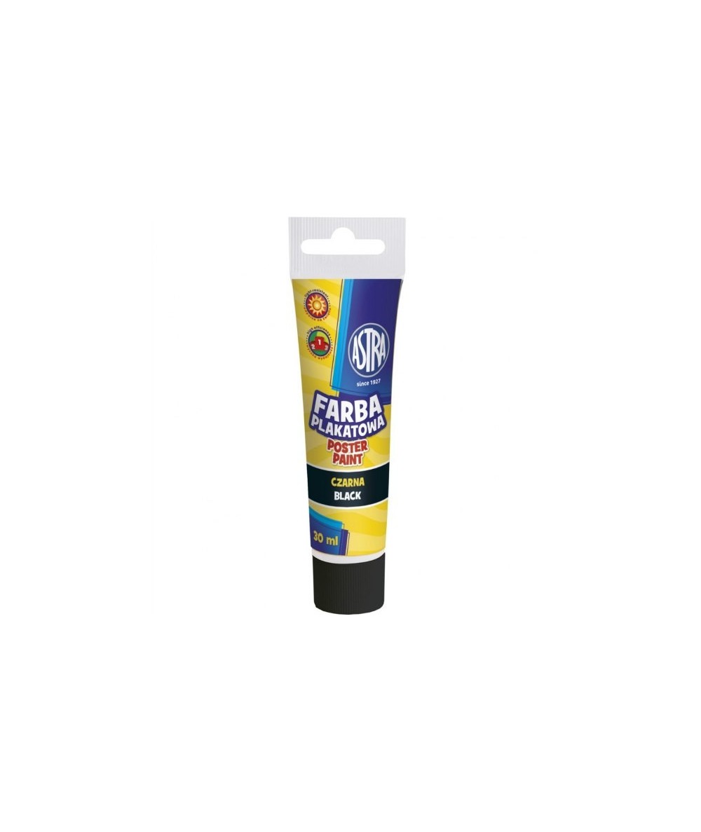 Farba plakatowa czarna w tubie ASTRA 30ml matowa