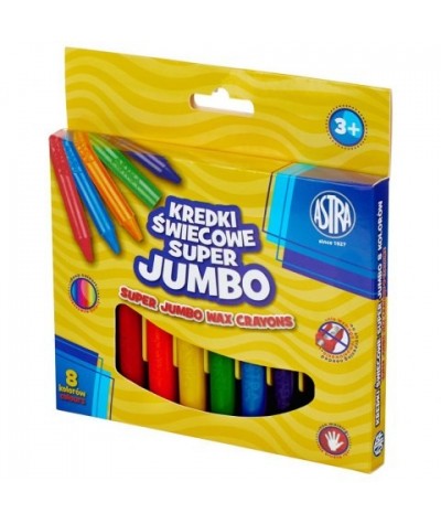 Kredki świecowe ASTRA Super Jumbo woskowe 8 kolorów grube