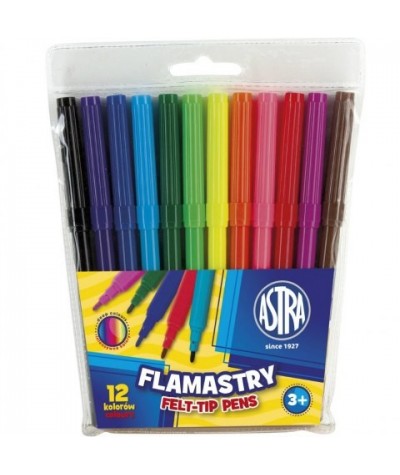 Flamasty ASTRA szkolne dla dzieci 12 kolorów pisaki