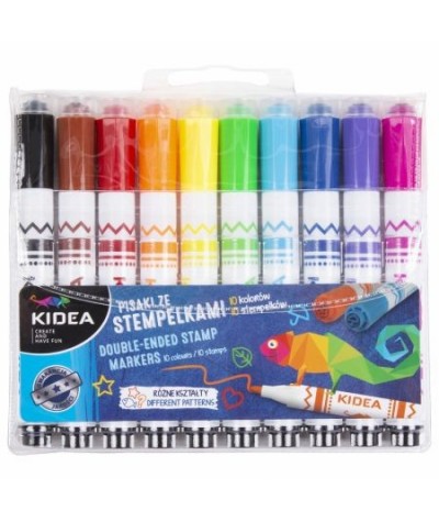 Pisaki dla dzieci ze stempelkami 10 kolorów KIDEA