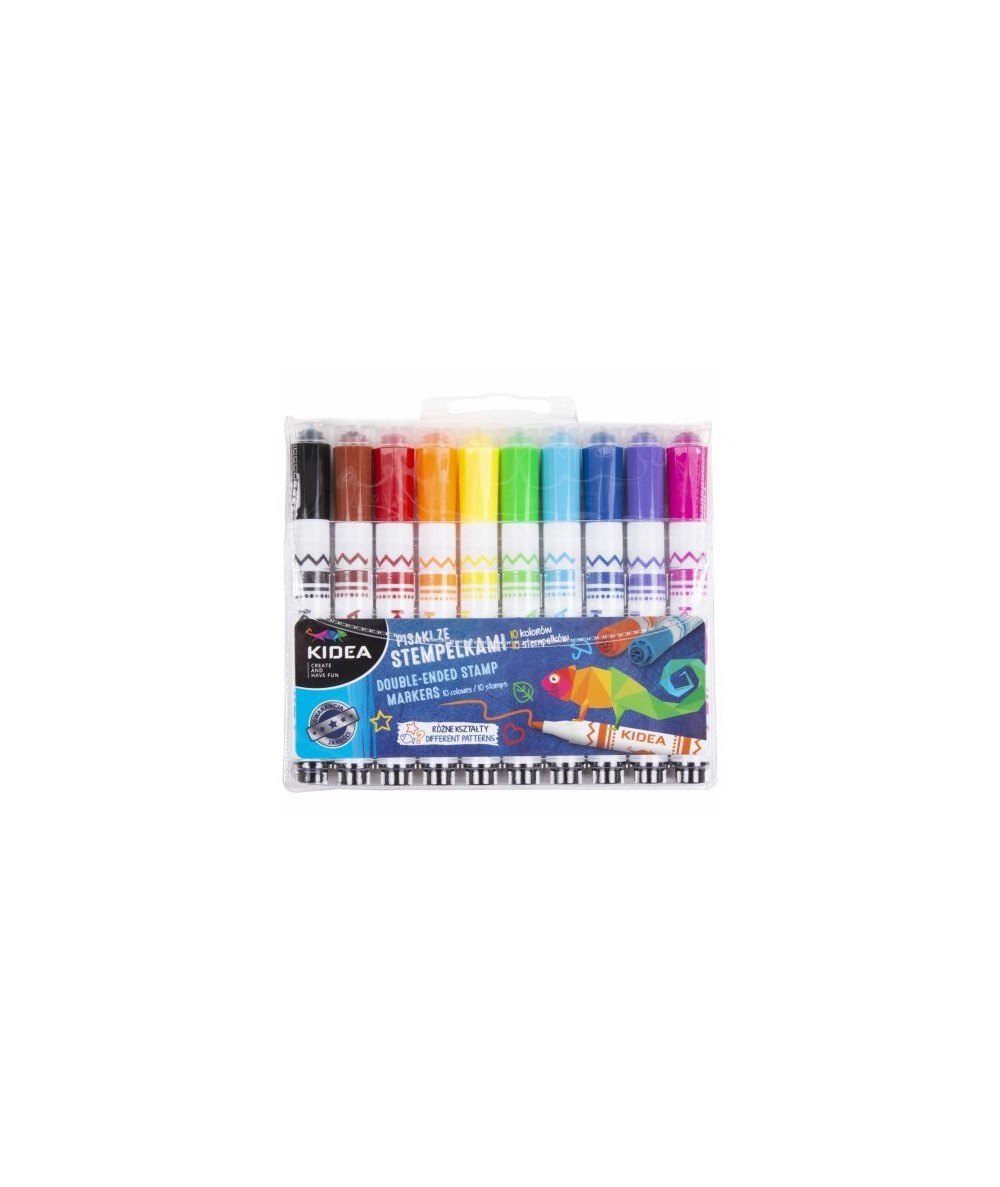 Pisaki dla dzieci ze stempelkami 10 kolorów KIDEA