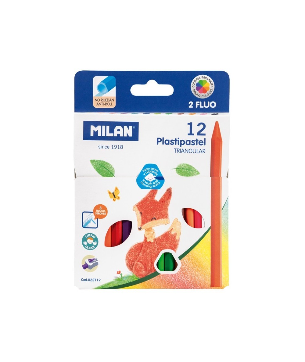 Kredki świecowe plastikowe 12 kolorów Milan Plastipastel dla dzieci