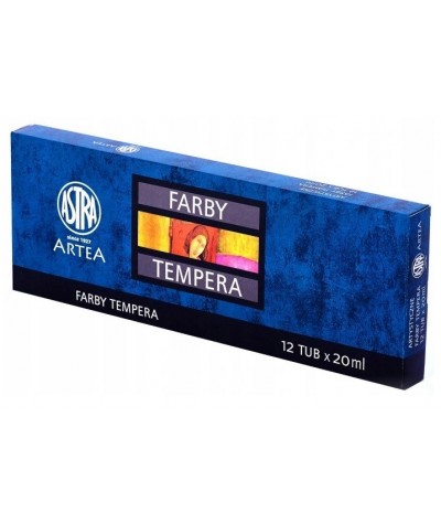 Farby tempera ASTRA 12 kolorów w tubach ARTEA zestaw tempery
