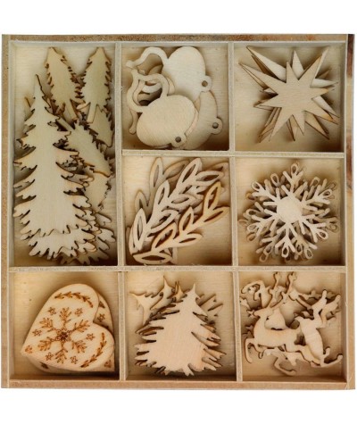 Drewniane ozdoby Titanum świąteczny zestaw 8 wzorów 40szt