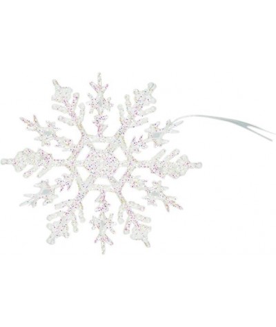 Plastikowe ozdoby brokatowe białe śnieżynki Titanum 10,5cm 8 sztuk