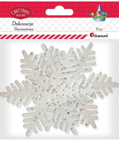 Plastikowe zawieszki płatki śniegu Titanum białe 13x15cm z żyłką 2 sztuki