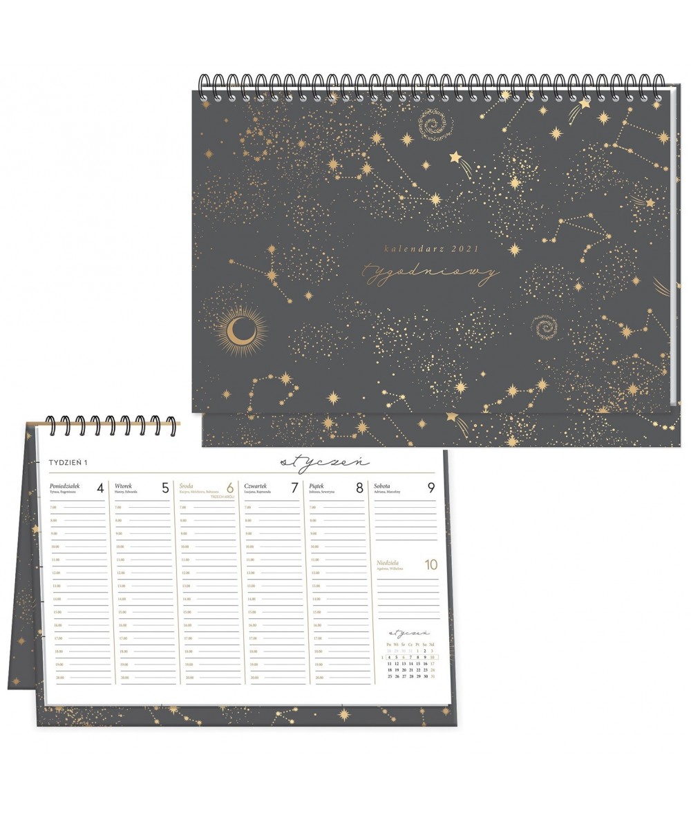 Kalendarz 2021 planer tygodniowy KOSMOS Galaxy INTERDRUK na biurko