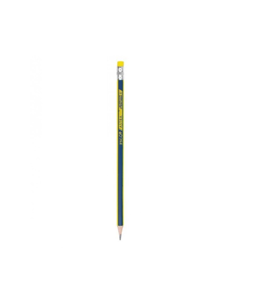 Ołówek 2B ASTRA grafit bardzo miękki 1 sztuka z gumką