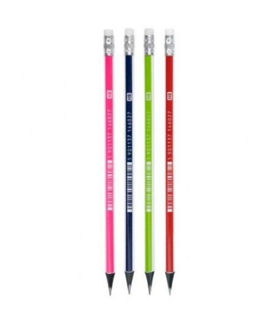 Ołówek HB ASTRA z gumką czarne drewno grafitowy 1 szt. mix kolorów