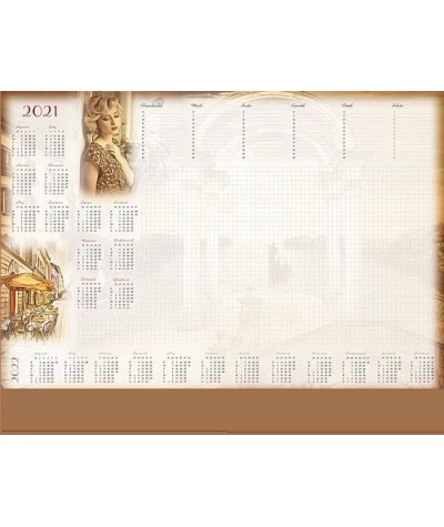 Biuwar planer na biurko kalendarz 2021 z listwą DAMA 50x35cm notes
